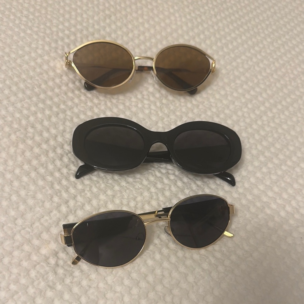 Elegant Gold and Black Sunglasses Set